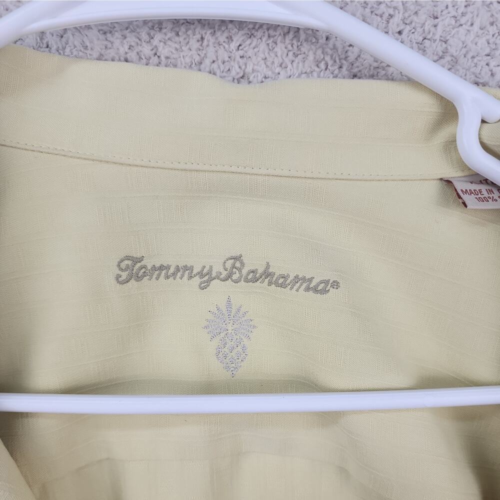 Tommy Bahama, Short Sleeve, Shirt. Vintage, Yellow, Button Up, Silk, XL